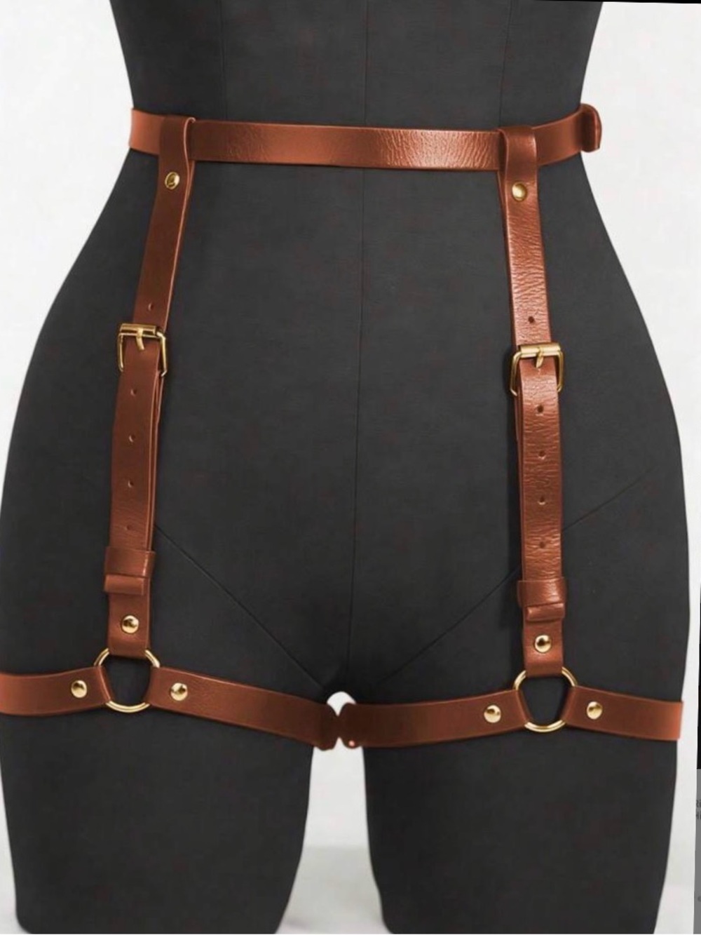 Brown Leather Leg Harness Belt - Women Accessories - Picture 4 of 5
